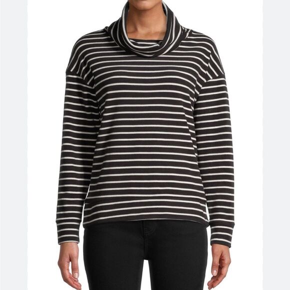 Time and Tru Black and White Striped Top Extra Large - Picture 1 of 10